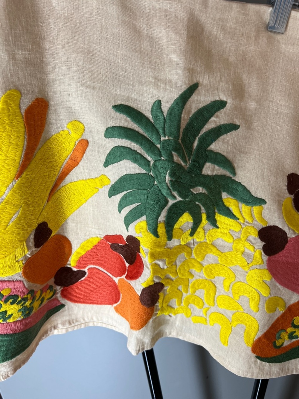 FARM Rio Cream Mini Skirt with Yellow, Green and Orange Fruit Embroidery - Picture 3 of 8